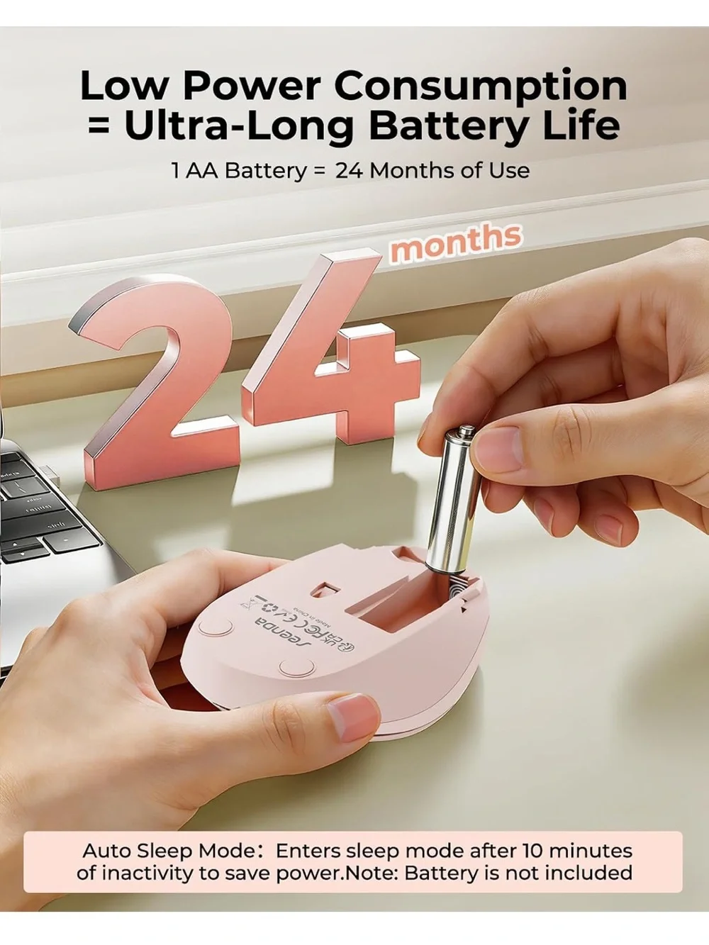 Wireless Optical Mouse in Blush Pink/ Mauve